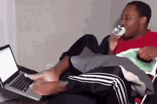 Gif of a man multitasking