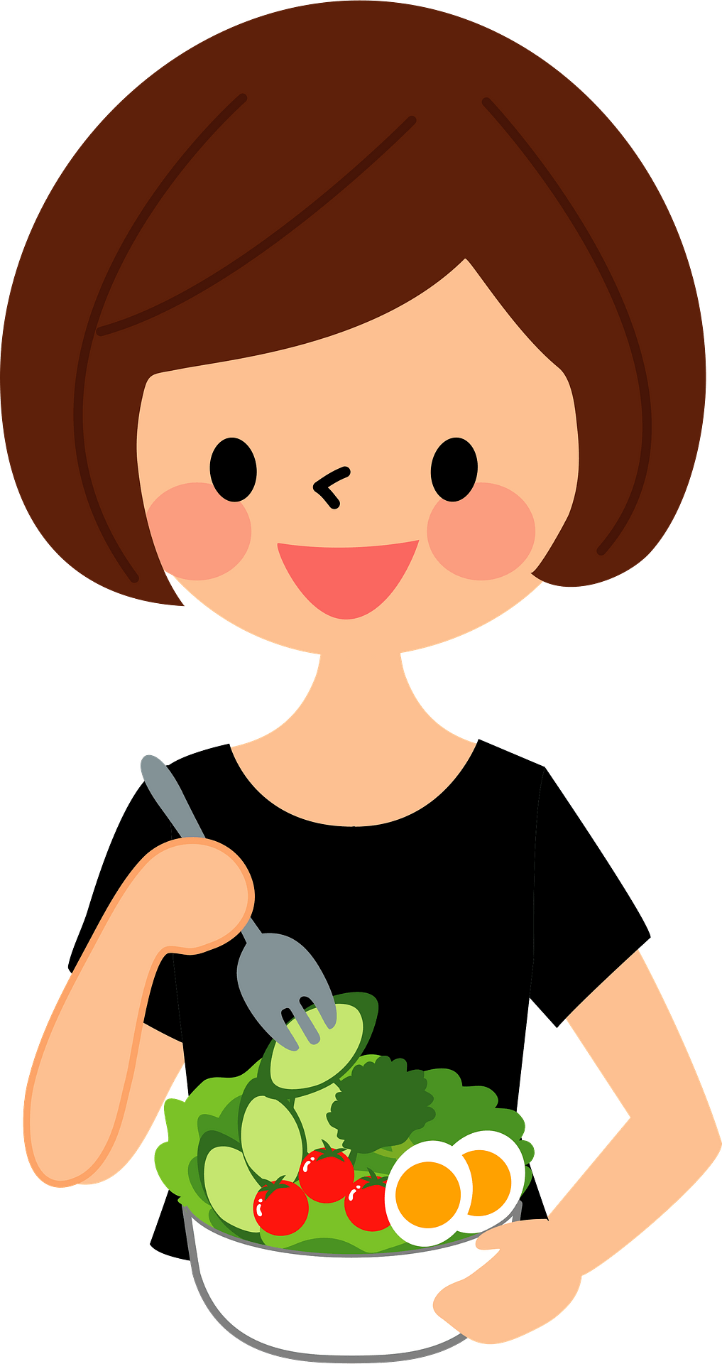 a woman eating a salad